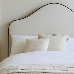 Odette Double Ottoman Bed - Ivory - Jet Black Piping - thumbnail 3