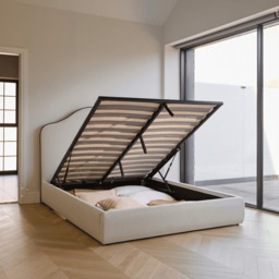 Odette Double Ottoman Bed - Ivory - Jet Black Piping - thumbnail 2
