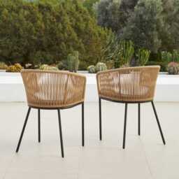Willow 6 Seater Round Wooden Garden Set with 6 Hali Natural Rope Chairs & Round Grey LED Parasol - thumbnail 4