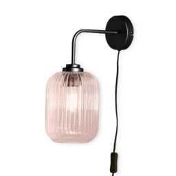 Elland Plug in Wall Light Black - Blush Pink - thumbnail 4
