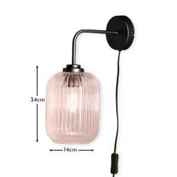 Elland Plug in Wall Light Black - Blush Pink - thumbnail 5
