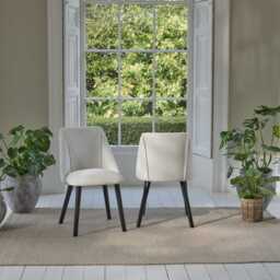 Freya Oat Boucle Dining Chairs - Set of 2 - Black Oak Legs - thumbnail 2