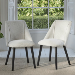 Freya Oat Boucle Dining Chairs - Set of 2 - Black Oak Legs