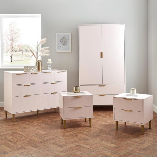 Gloria 4 Piece Bedroom Furniture Set - 4 Over 4 Chest of Drawers - Blush Pink - image 1