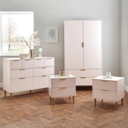 Gloria 4 Piece Bedroom Furniture Set - 4 Over 4 Chest of Drawers - Blush Pink - thumbnail 1