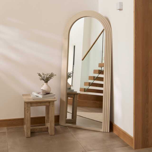 Kubu 180 x 80cm Wooden Arch Mirror - Taupe - image 1