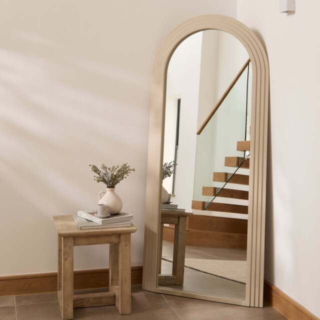 Kubu 180 x 80cm Wooden Arch Mirror - Taupe - image 1