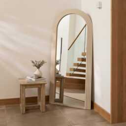 Kubu 180 x 80cm Wooden Arch Mirror - Taupe - thumbnail 1