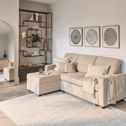 Hugo Corner Sofa Bed with Storage - Taupe - thumbnail 6