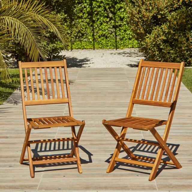 Ashby Wooden Armless Garden Folding Chairs - Set of 2 - image 1