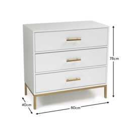 Marie 3 Drawer Chest of Drawers - White - thumbnail 4