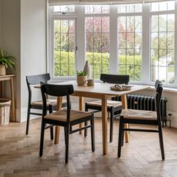 Faye Black Wooden Woven Chairs - Set of 2 - thumbnail 2