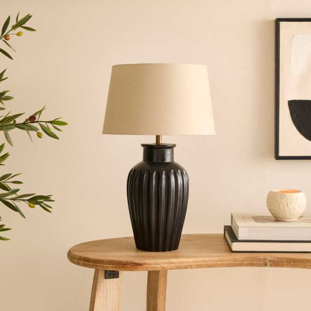 Burcot Black Mango Wood Lamp Base - 28cm - image 1