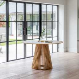 Willow Pale Oak  Dining Table Set - 4 Seater - Freya Grey Dining Chairs - Whitewash Legs - thumbnail 6