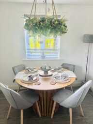 Willow Pale Oak  Dining Table Set - 4 Seater - Freya Grey Dining Chairs - Whitewash Legs - thumbnail 3