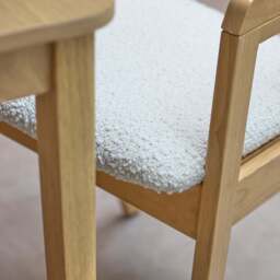 Paul Pale Oak Extending Dining Table Set - 4 Seater - Ella Off White Boucle Carver Chairs - Pale Oak Legs - thumbnail 5