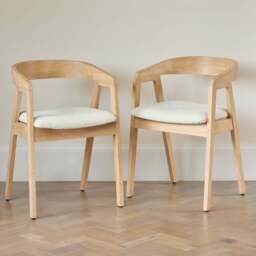 Paul Pale Oak Extending Dining Table Set - 4 Seater - Ella Off White Boucle Carver Chairs - Pale Oak Legs - thumbnail 4