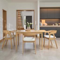 Paul Pale Oak Extending Dining Table Set - 4 Seater - Ella Off White Boucle Carver Chairs - Pale Oak Legs - thumbnail 2