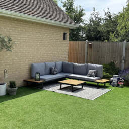 Thea Wooden Garden Corner Sofa Set with Grey Parasol - thumbnail 6