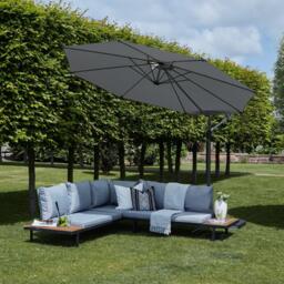 Thea Wooden Garden Corner Sofa Set with Grey Parasol - thumbnail 5
