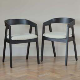 Amelia Black Oak Oval Extending Dining Table Set - 4 Seater - Ella Black Oak Carver Chairs - Off White Boucle - thumbnail 4