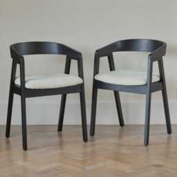 Amelia Black Oak Oval Extending Dining Table Set - 4 Seater - Ella Black Oak Carver Chairs - Off White Boucle - thumbnail 4