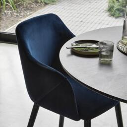 Freya Blue Velvet Armchairs - Set of 2 - Black Oak Legs - thumbnail 2