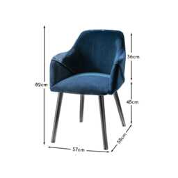 Freya Blue Velvet Armchairs - Set of 2 - Black Oak Legs - thumbnail 5