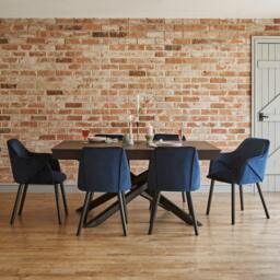 Freya Blue Velvet Armchairs - Set of 2 - Black Oak Legs - thumbnail 4