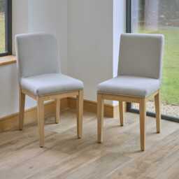 Amelia Whitewash Extending Dining Table Set - 6 Seater - Nolan Fawn Linen Dining Chairs - Whitewash Oak Legs - thumbnail 2