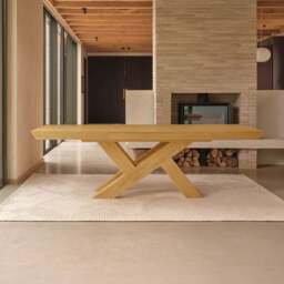 Olivia 160-240cm Pale Oak Dining Table Set - 6 Seater - Freya Sand Dining Armchairs - Pale Oak Legs - thumbnail 3