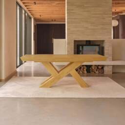 Olivia 160-240cm Pale Oak Dining Table Set - 6 Seater - Freya Sand Dining Armchairs - Pale Oak Legs - thumbnail 5