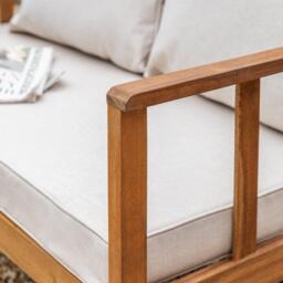 Harrelson Wooden Garden Sofa Set with Cream Lean Over Parasol - Sand - thumbnail 4