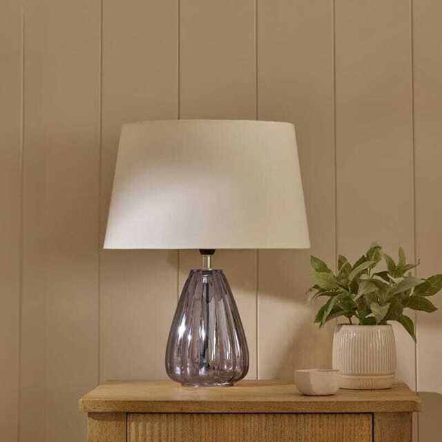 Alma 23cm Glass Lamp Base - Smoke Grey - image 1
