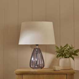 Alma 23cm Glass Lamp Base - Smoke Grey - thumbnail 1