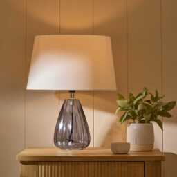 Alma 23cm Glass Lamp Base - Smoke Grey - thumbnail 2