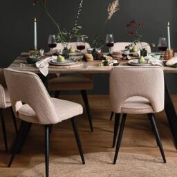 Dolly Boucle Dining Chairs - Set of 2 - Black Legs - thumbnail 1