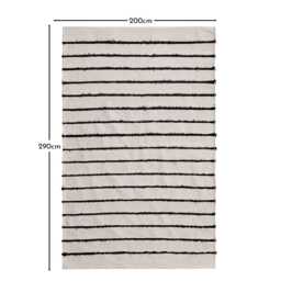 Evedon Black & Natural Striped Cotton Rug - 200 x 290cm - thumbnail 5