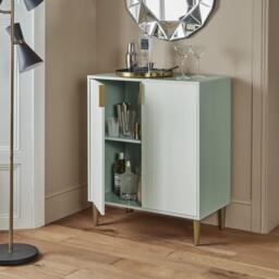 Gloria 2 Door Small Sideboard - Sage & Brass Legs - thumbnail 2
