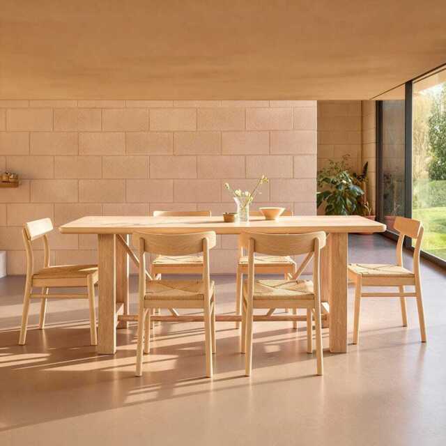 Carter Whitewash Rectangular Table Set - 6 Seater - Faye Whitewash Oak Dining Chairs - image 1