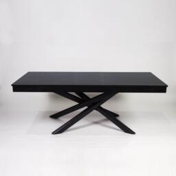 Amelia Black Extendable Dining Table Set - 6 Seater - Freya Blue Dining Chairs - Black Legs - thumbnail 4
