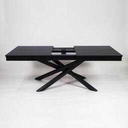Amelia Black Extendable Dining Table Set - 6 Seater - Freya Blue Dining Chairs - Black Legs - thumbnail 3