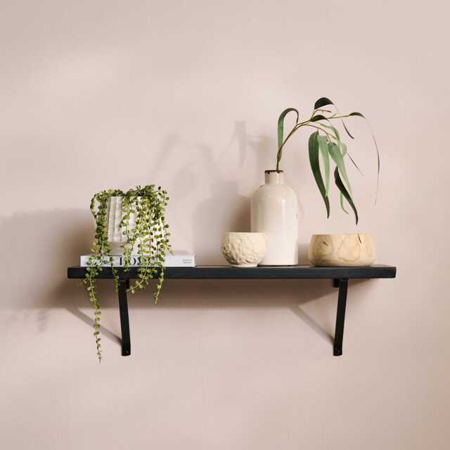 Atlas 75cm Mango Wood Wall Shelf - Jet Black - image 1