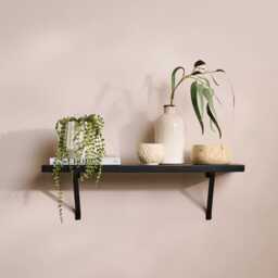 Atlas 75cm Mango Wood Wall Shelf - Jet Black - thumbnail 1