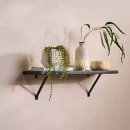 Atlas 75cm Mango Wood Wall Shelf - Jet Black - thumbnail 2