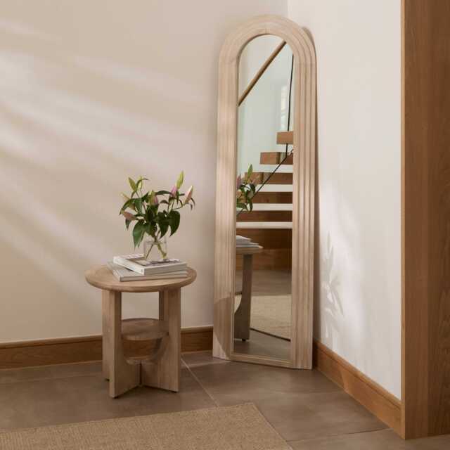 Kubu 170 x 50cm Wooden Arch Mirror - Whitewash - image 1