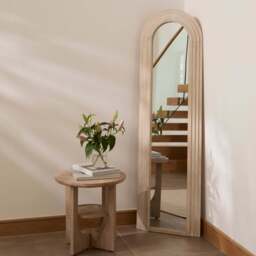 Kubu 170 x 50cm Wooden Arch Mirror - Whitewash
