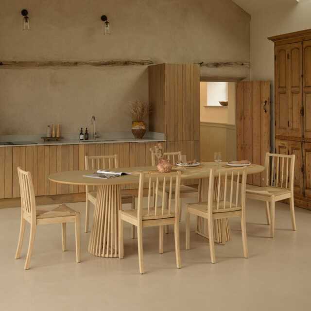 Willow Whitewash Oak Oval Dining Table Set - 6 Seater - Tilly Woven Dining Chairs - Whitewash Oak Legs - image 1