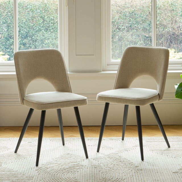 Dolly Mink Taupe Dining Chairs - Set of 2 - Black Metal Legs - image 1