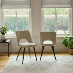 Dolly Mink Taupe Dining Chairs - Set of 2 - Black Metal Legs - thumbnail 2
